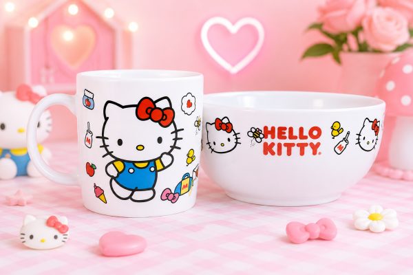 SET DE TAZA Y TAZON HELLO KITTY
