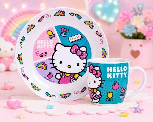 SET TAZA Y PLATO HELLO KITTY